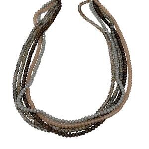 Neutral & Iradescent Braided Bead Necklace 16" Fashion Costume Mermaid Core